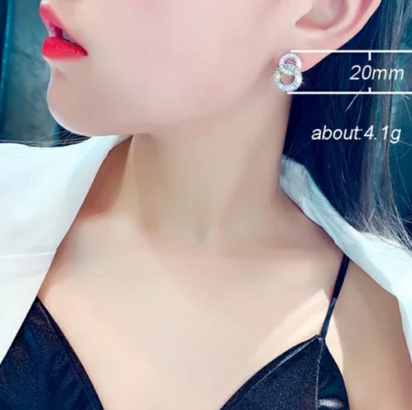 New Silver Two Circles Drop Earrings - Picture 5 of 5